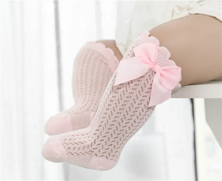 Miniatura: 0-24Month Baby Girl Socks Toddler Bow Cotton Summer Mesh Lace Baby Knee Socks Ne