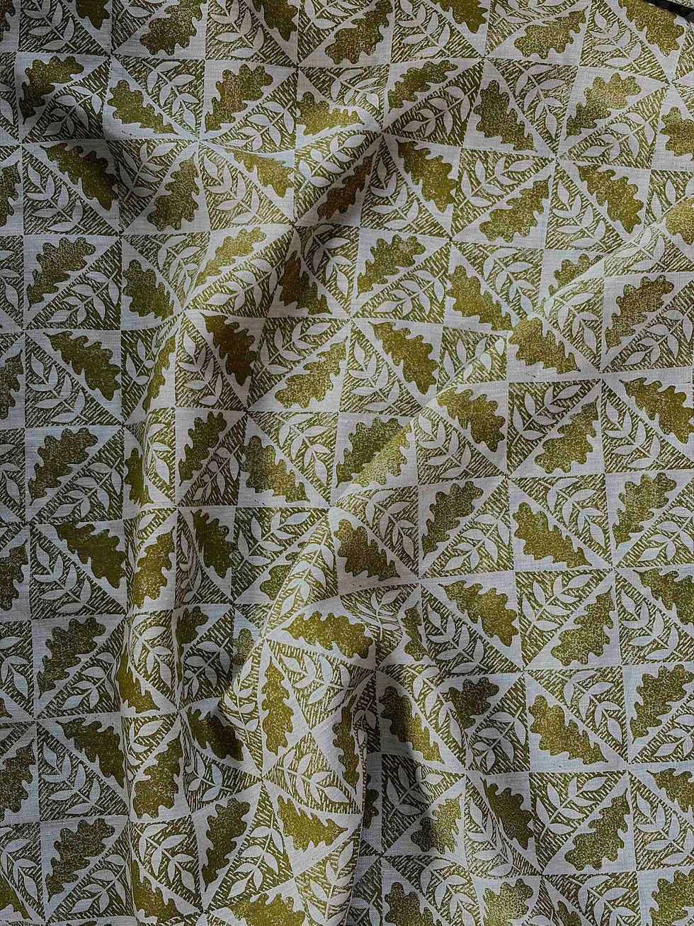 Thumbnail: 'Oak before Ash' in Fern - Linen Fabric