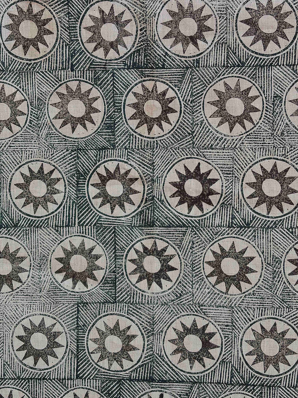 Thumbnail: 'Halo Rings Sun' in Indigi - Linen Fabric