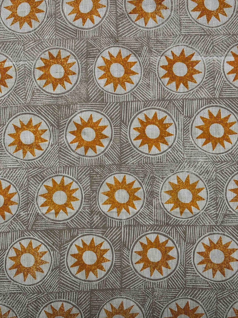Thumbnail: 'Halo Rings Sun' in Turmeric - Linen Fabric
