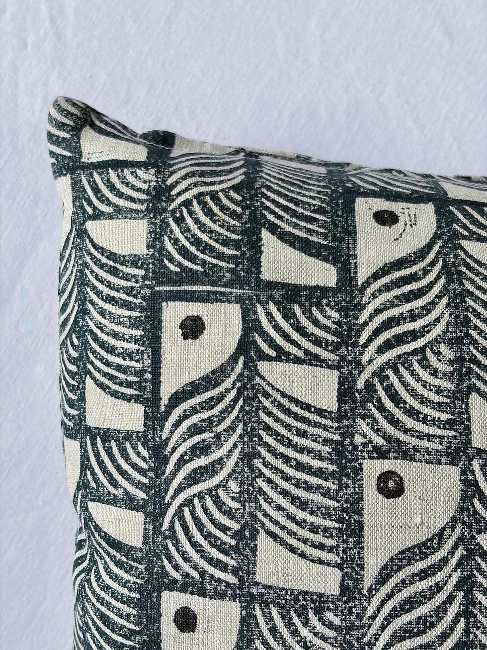 Thumbnail: ‘Sailors Warning’ in Indigo - Block Printed Linen Cushion