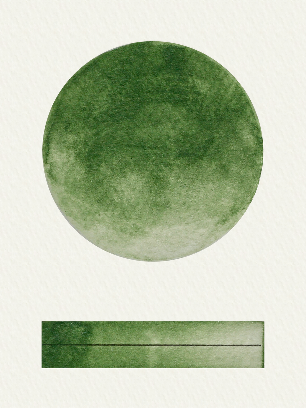Green Oxide watercolour swatch showing granulation and transparency