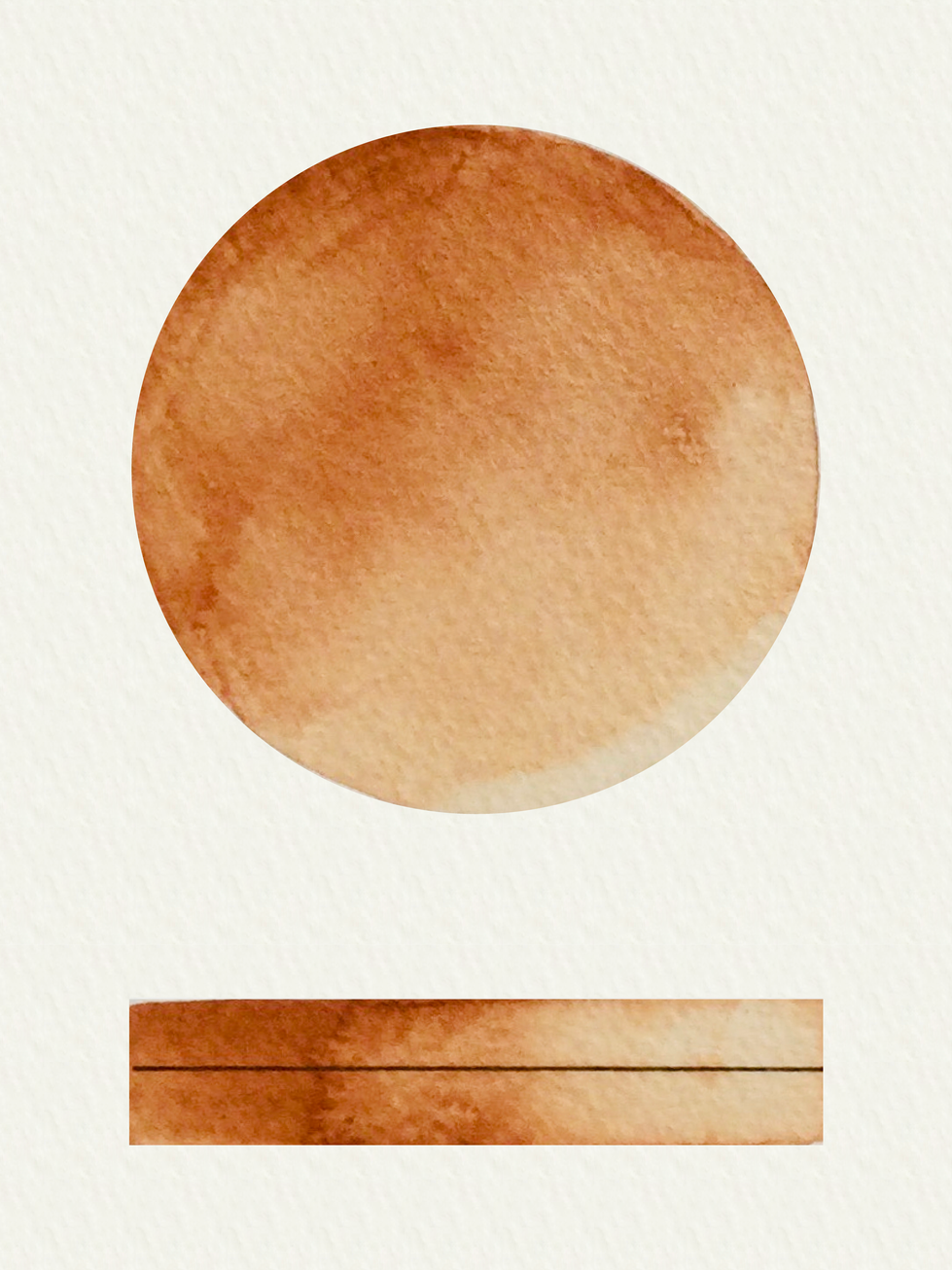 Orange Iron Oxide watercolour swatch showing granulation and transparency