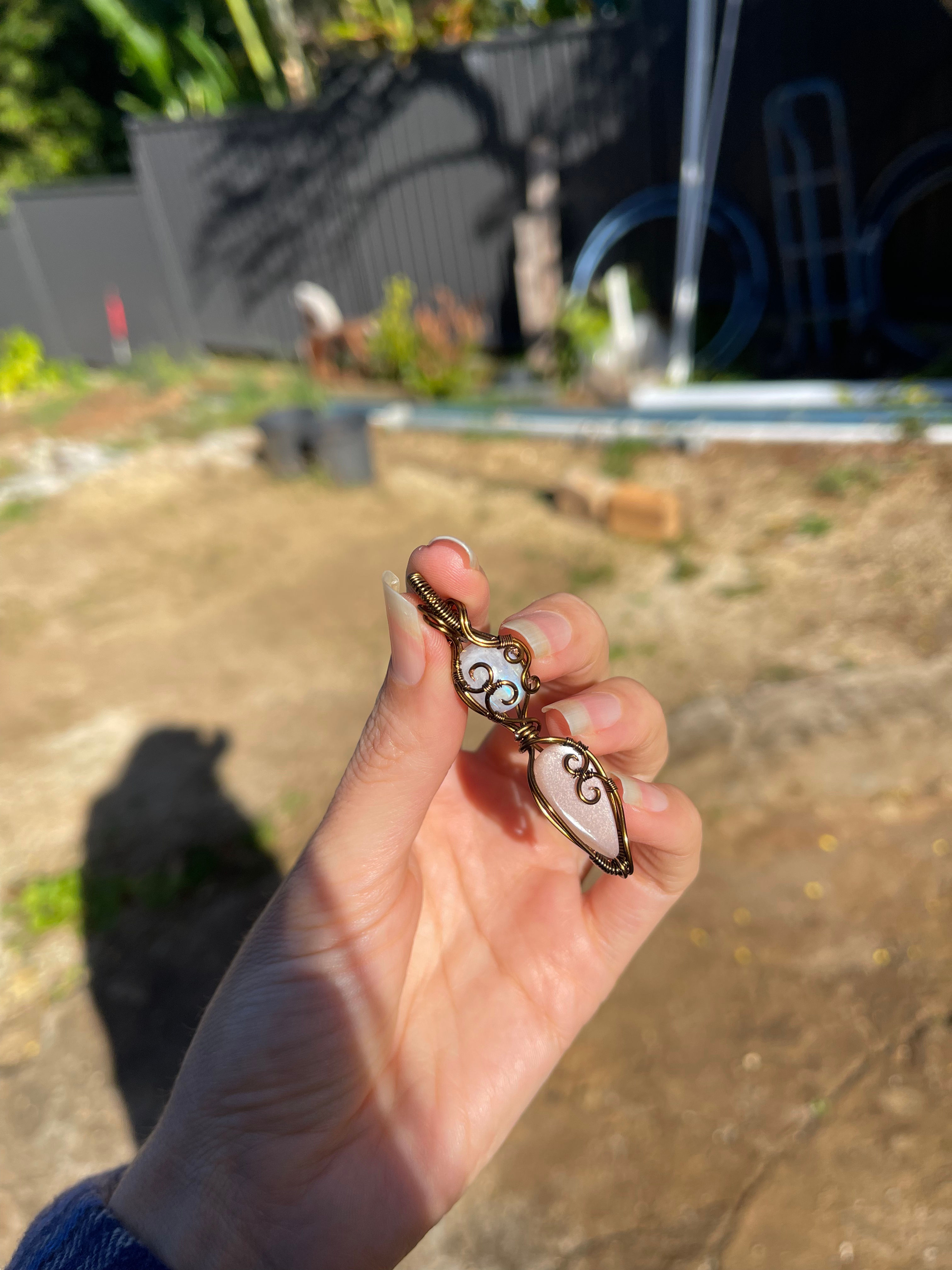 Rainbow moonstone and Peach moonstone