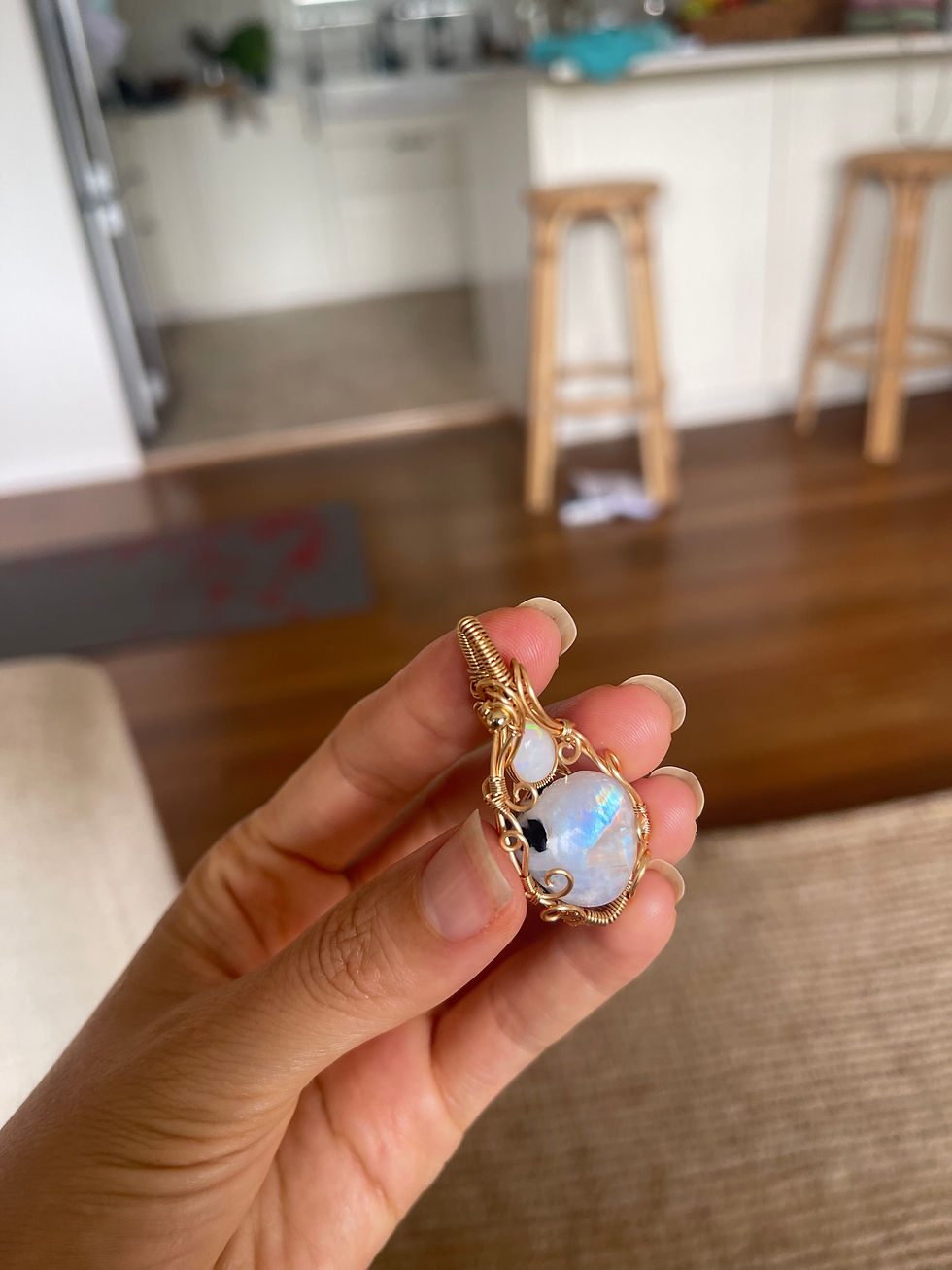 Thumbnail: opal and Moon goddess rainbow moonstone 