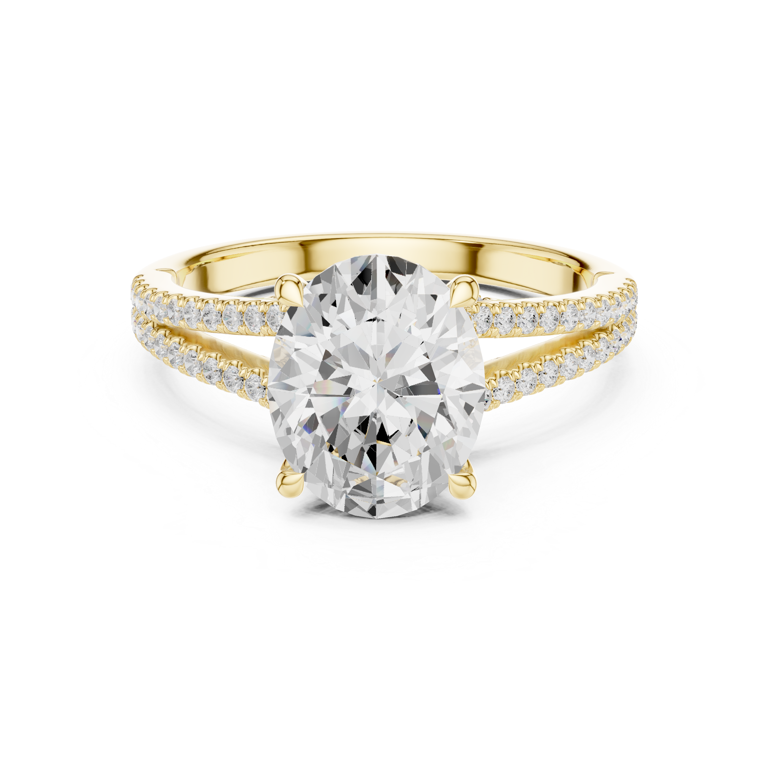 14K Solid Gold Oval Lab Grown Diamond Ring – 2.5 Carat Split Shank Engagement &