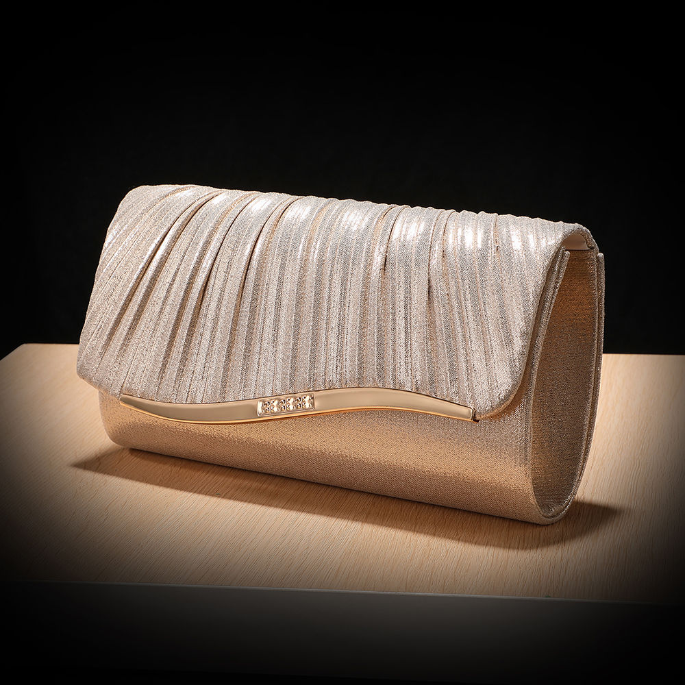 Luxury Pleated Evening Clutch Bag Pearl Party Wedding Handbag
