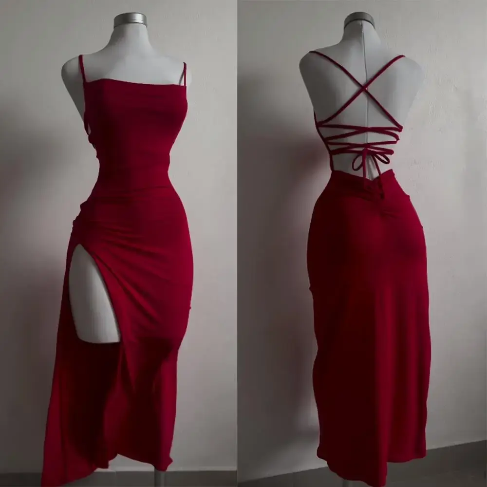 Women's Elegant Bodycon Maxi Dress – Strappy Summer Evening Dress