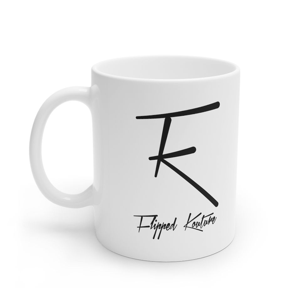 Flipped Kouture White Ceramic Mug, 11oz and 15oz