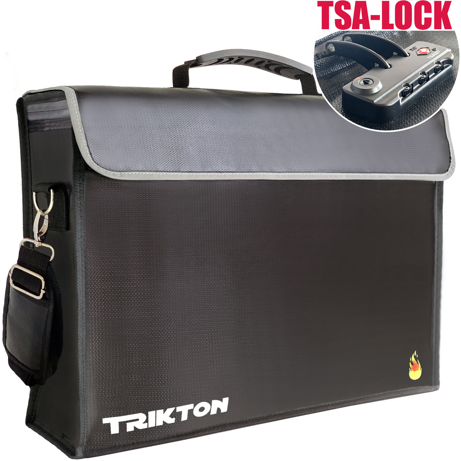 Fireproof Bag XXL with TSA-Lock - 17.5 x 13 x 5 inches - Black