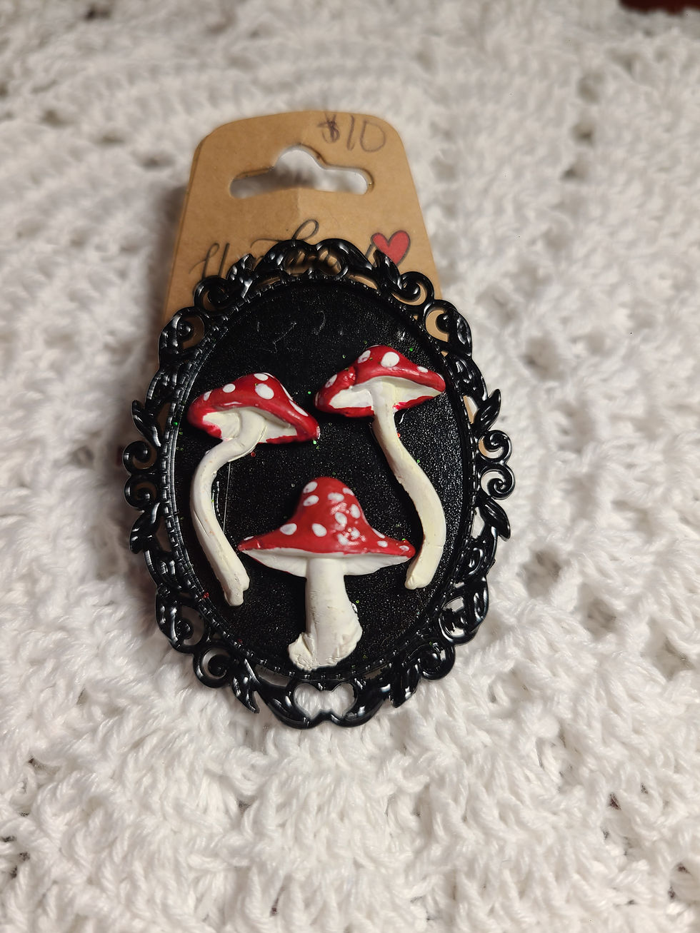 Thumbnail: Cottage Core Mushroom Trio Brooch