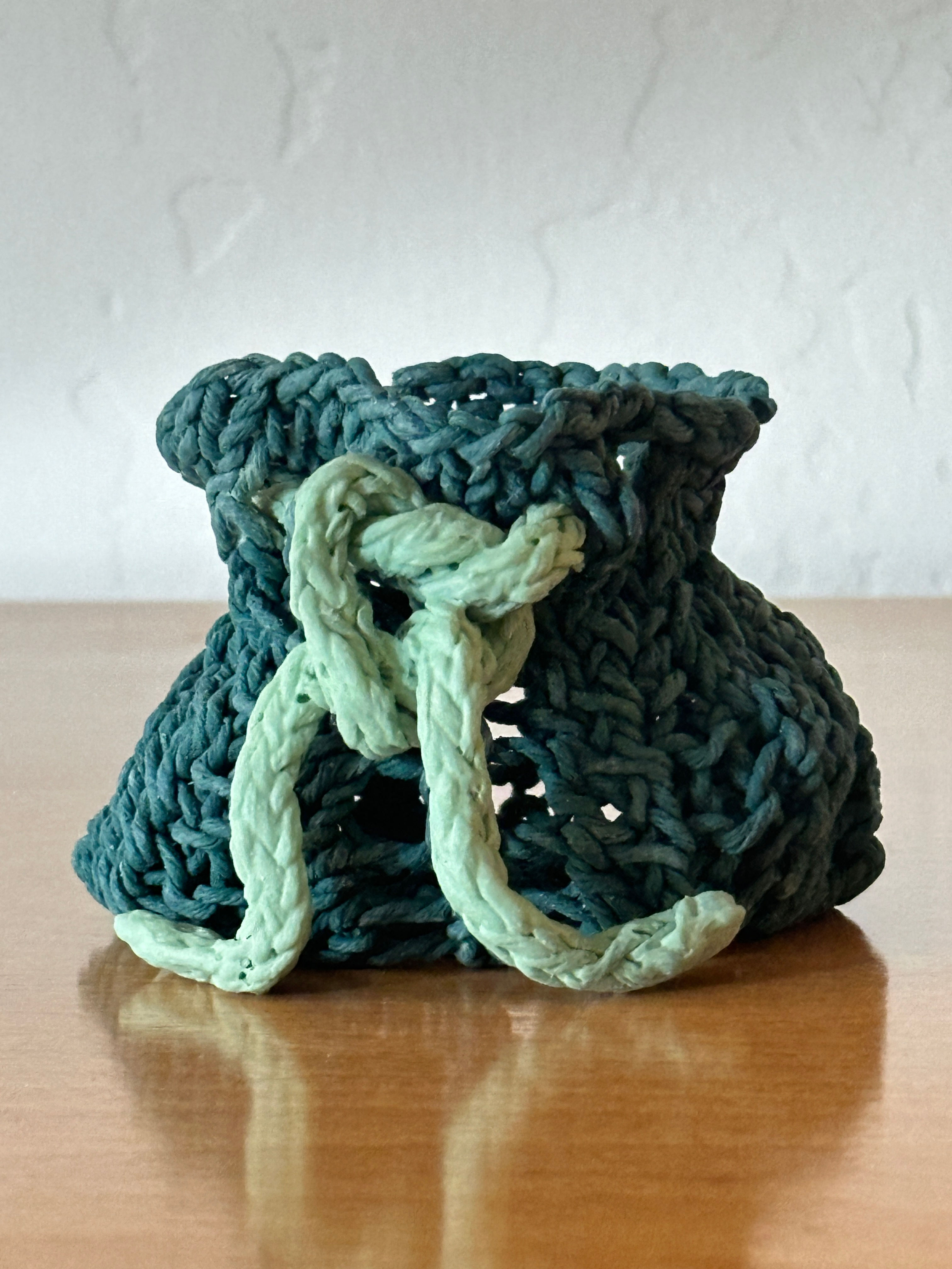 Small Teal-Green Pouch with Grass Green I-cord