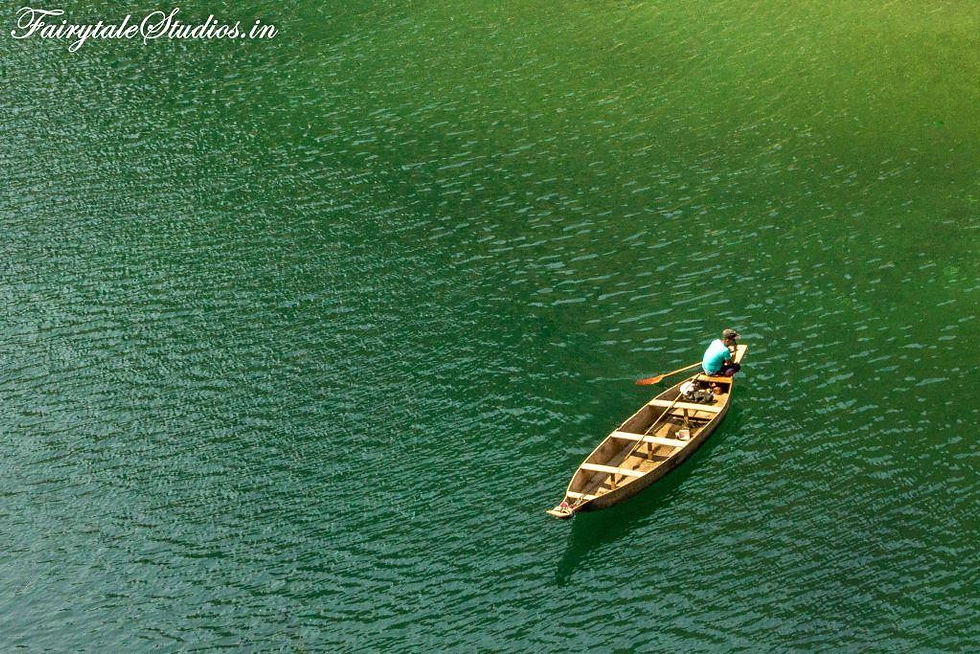 Greenish shades of Umngot river at Dawki, Meghalaya