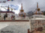 Stupas and temple of Goddess Durga at Kumzum Pass, Spiti Valley - Himachal Pradesh, India