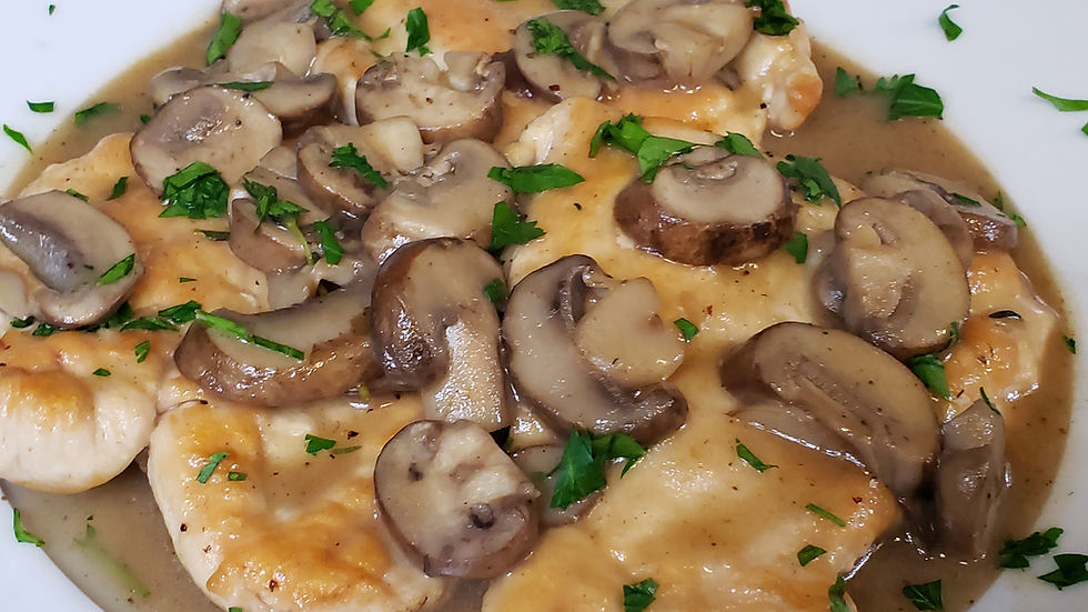 Thumbnail: Chicken Marsala with Baby Bella Mushrooms and Roasted Potatoes (Serves-2)
