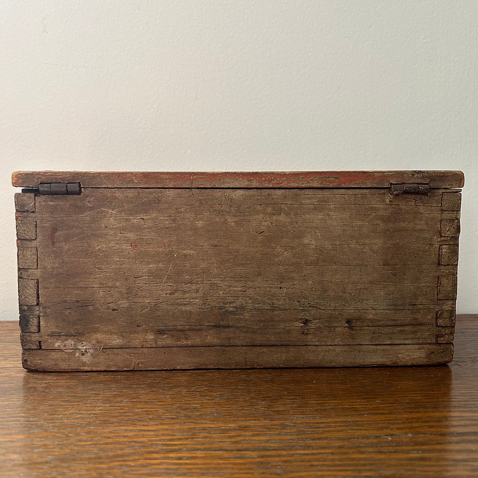 Thumbnail: Antique Dovetailed Wooden Box with Hinged Lid
