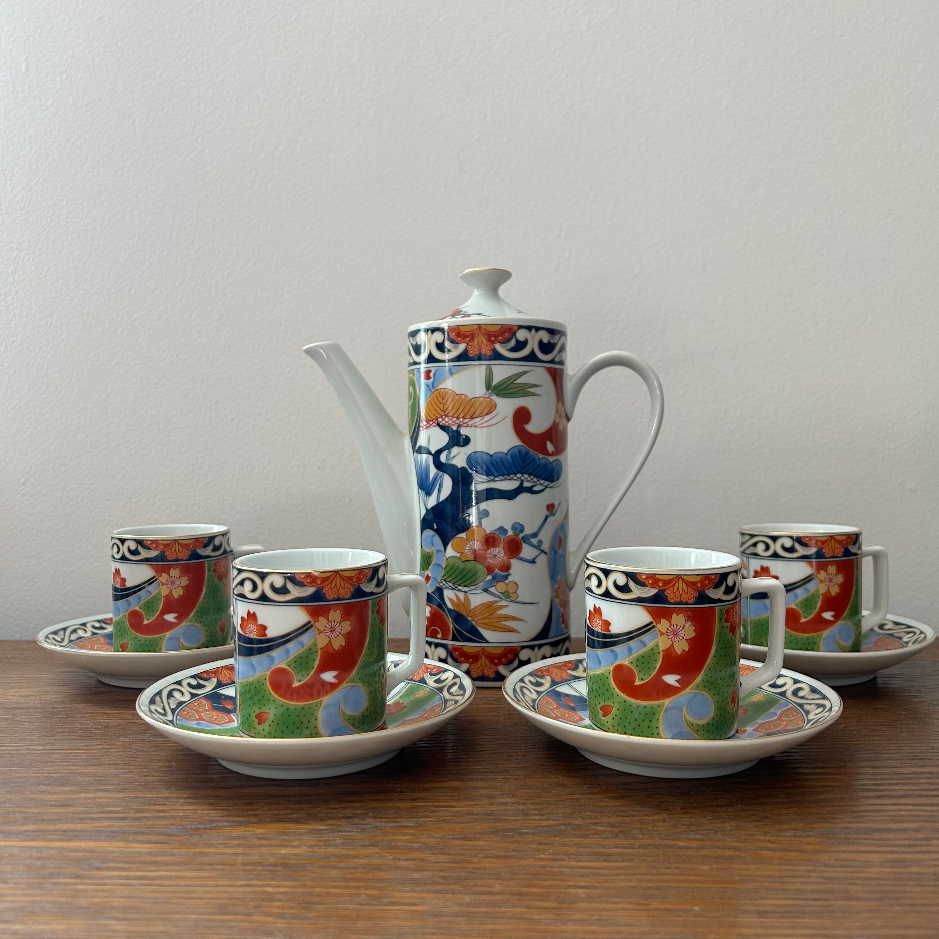 Vintage Japanese Imari-Style Tea Set