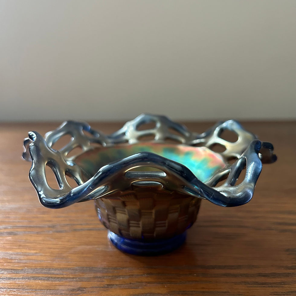 Thumbnail: Fenton Carnival Glass Bowl with Cobalt Base