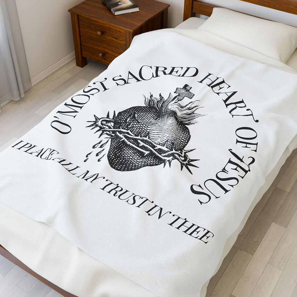 Thumbnail: Sacred Heart of Jesus Velveteen Plush Blanket — Religious Devotional Throw
