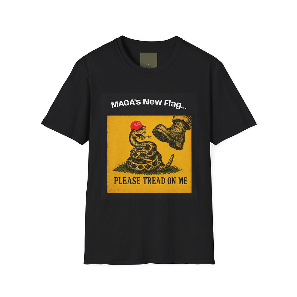 Thumbnail: MAGA's New Flag Please Tread On Me T-Shirt | Political Satire Tee
