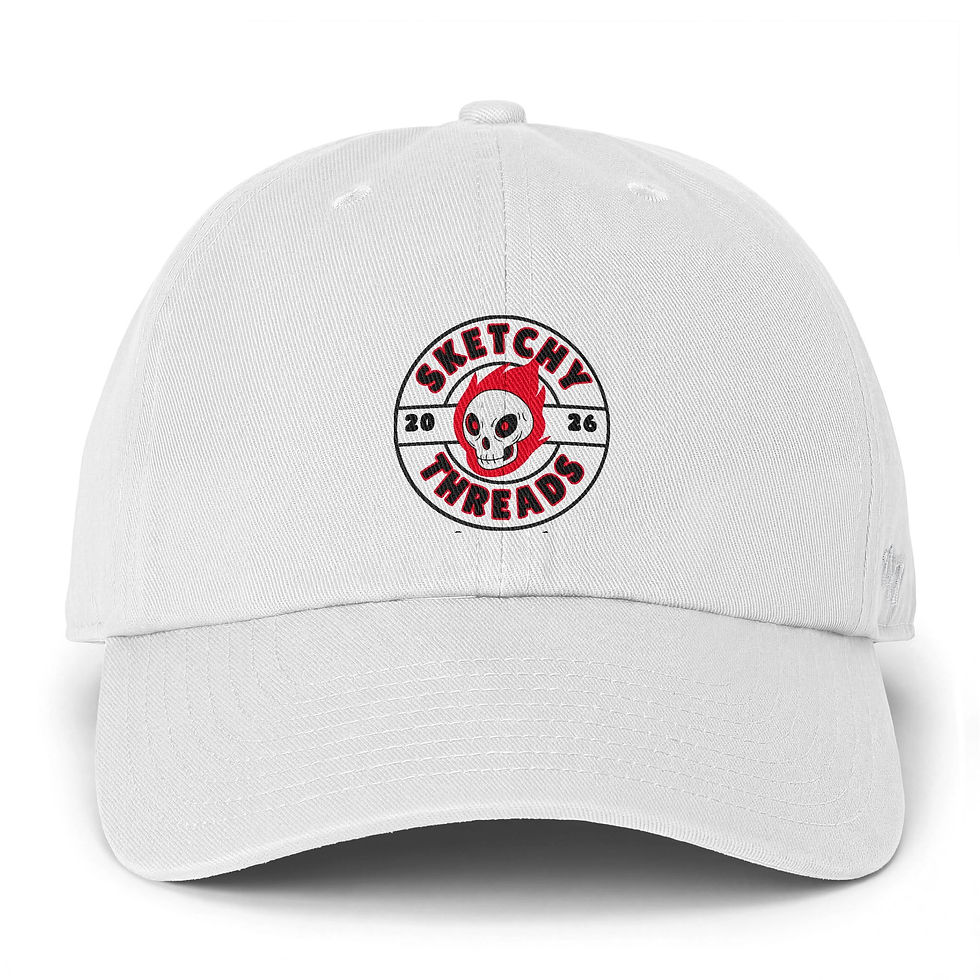 Thumbnail: Sketchy Threads Skull Logo Cap | Embroidered Dad Hat, Streetwear Patch