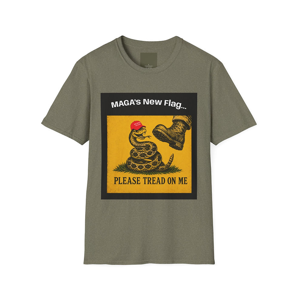Thumbnail: MAGA's New Flag Please Tread On Me T-Shirt | Political Satire Tee