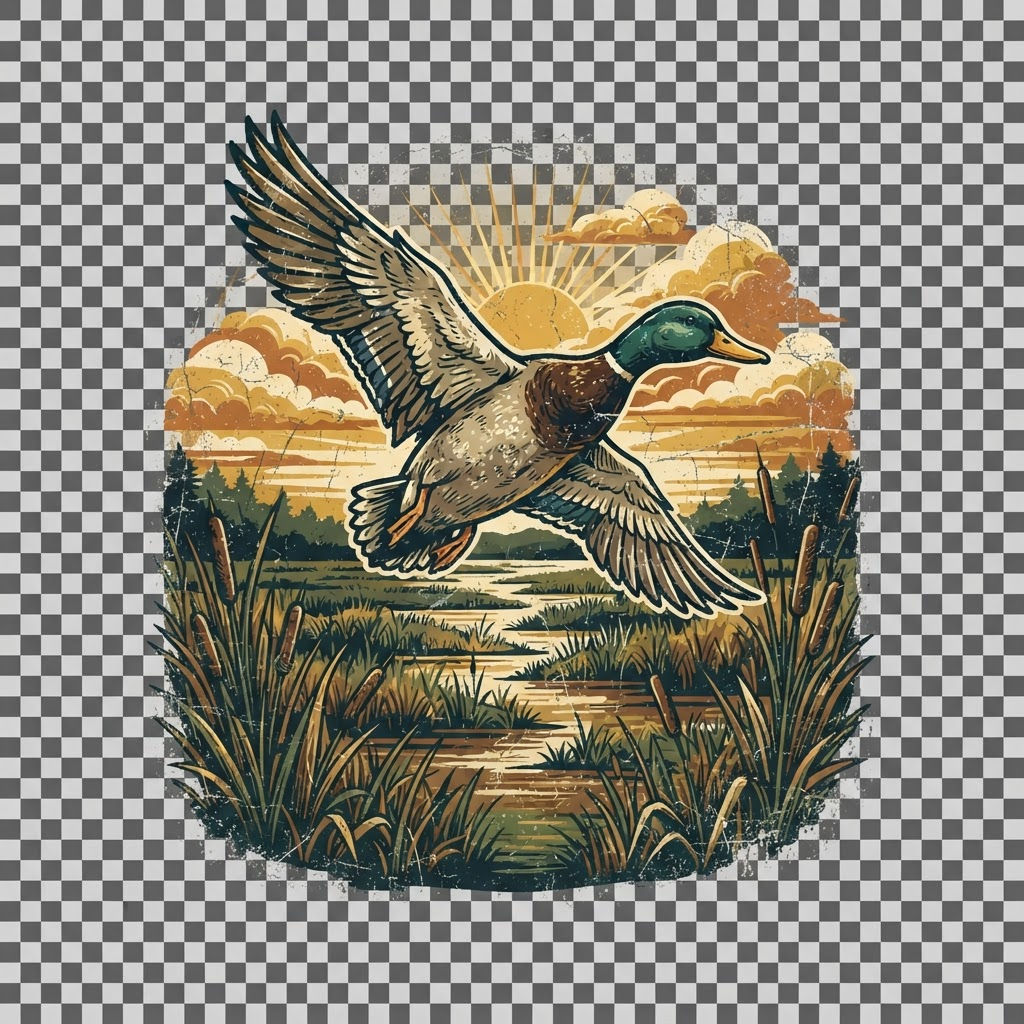 Greenheadz Mallard Flight T-Shirt - duck in flight design