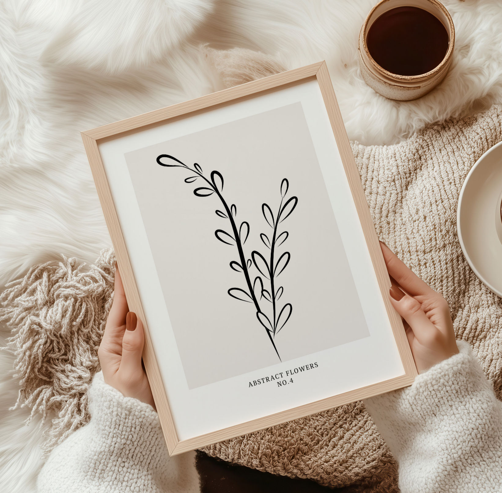 Abstract Flowers No. 4 Line Art Print