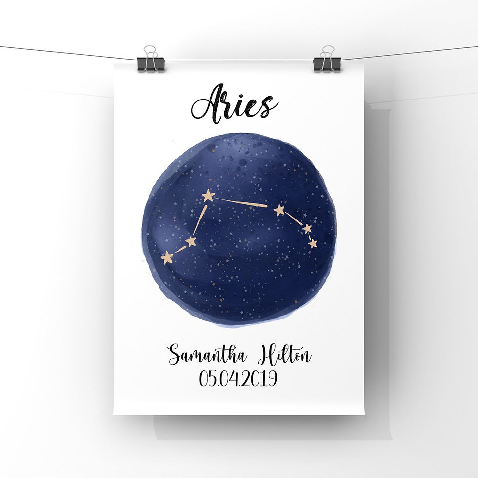 Thumbnail: Personalised Aries Star Map Print