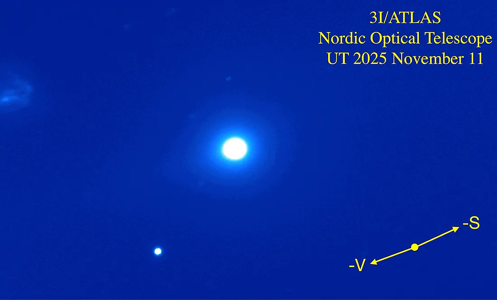 2025年11月11日にNordic Optical Telescopeで撮影された3I/ATLASの新しい画像です。