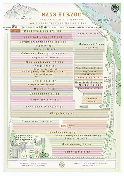 Rebsorten-Standort vom Hans Family Estate
