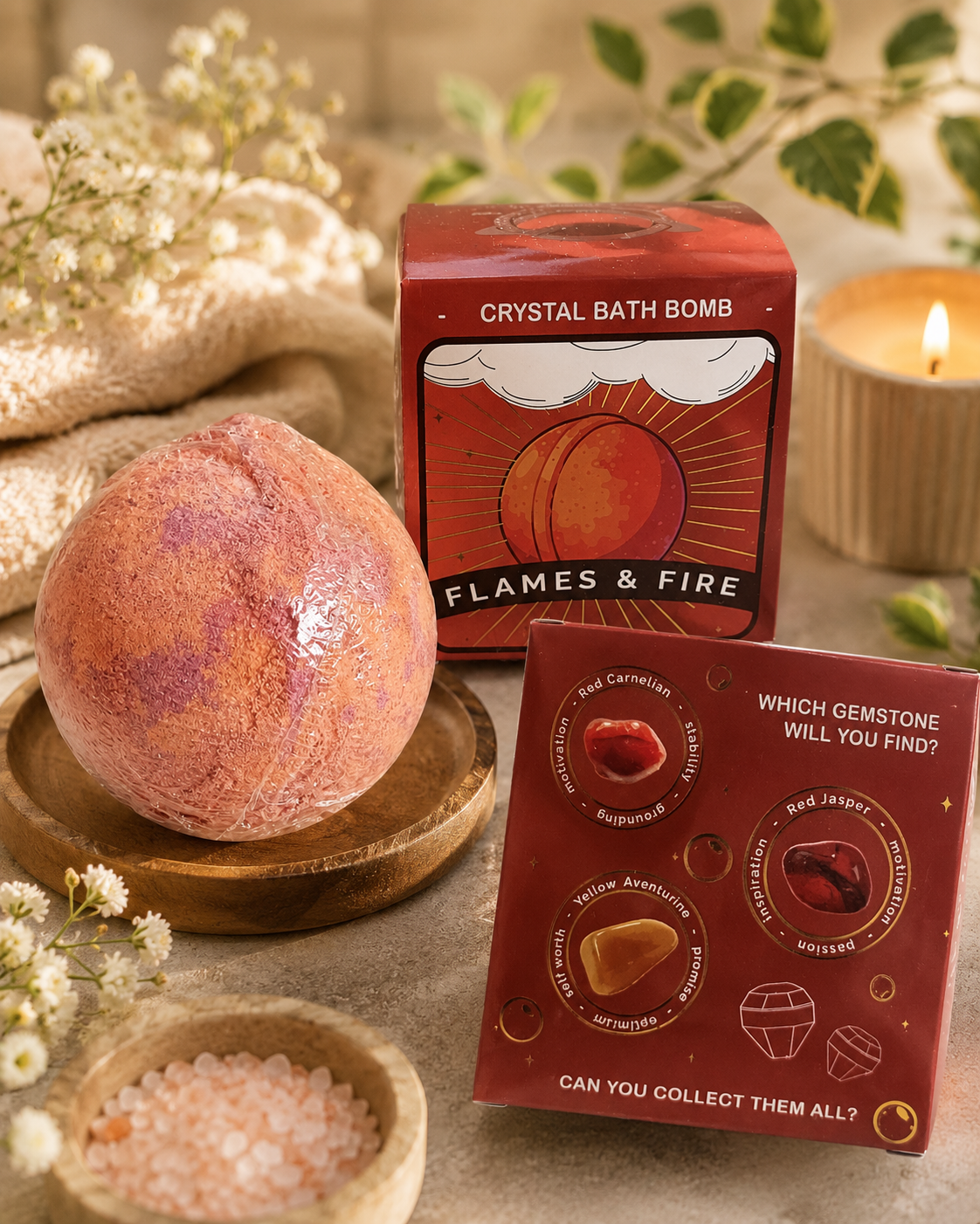Crystal bath bomb -Flames & Fire