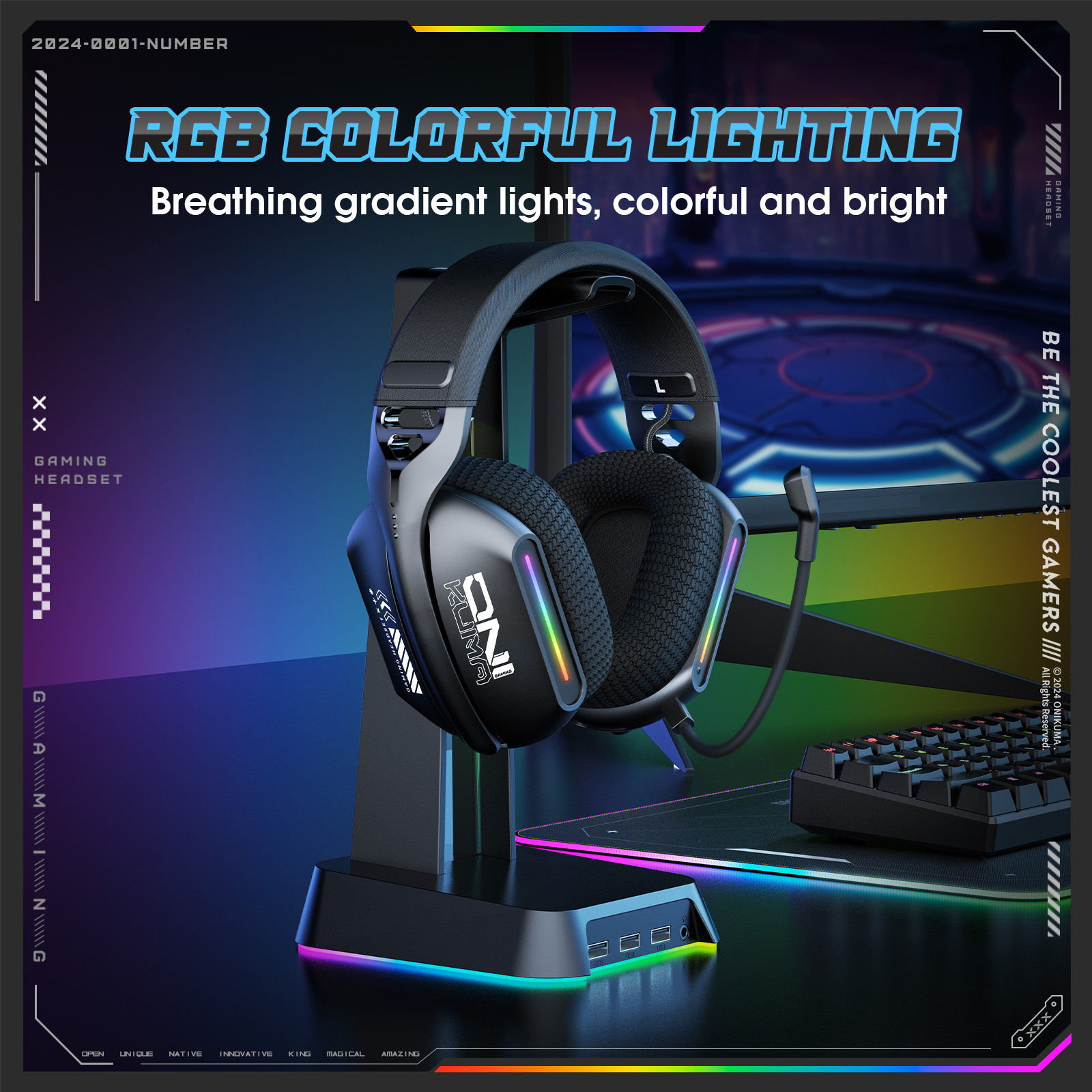 Headset Gamer ONIKUMA GT808 Sem Fio — 3 Modos de Conexão