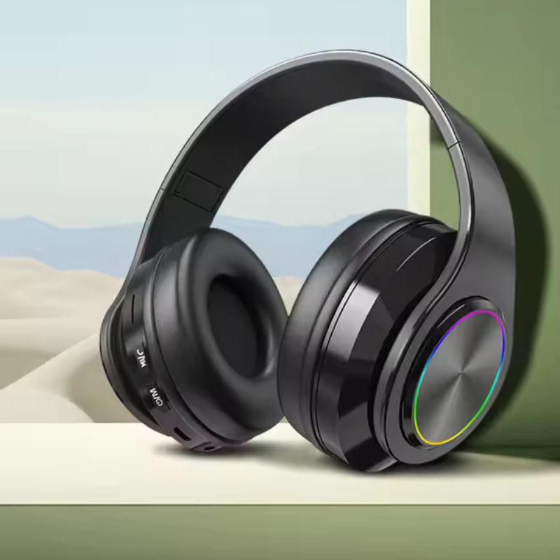 Miniatura: Headphone Bluetooth B39 RGB — Dobrável com Microfone e Rádio FM