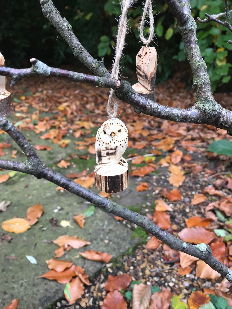 Thumbnail: Rustic hanging decoration carved owl