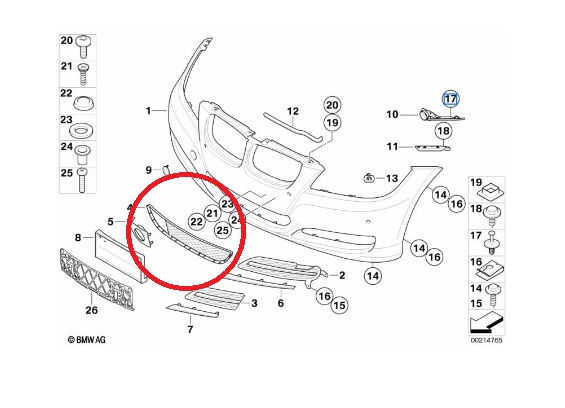 Küçük resim: E90 LCI ÖN TAMPON ORTA IZGARASI - YAN SANAYİ - TEK FİYATI -