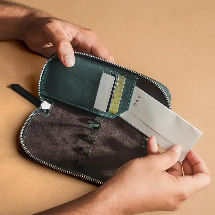 Thumbnail: Endless Companion Leather Adjustable Pen Pouch - 3 Pens