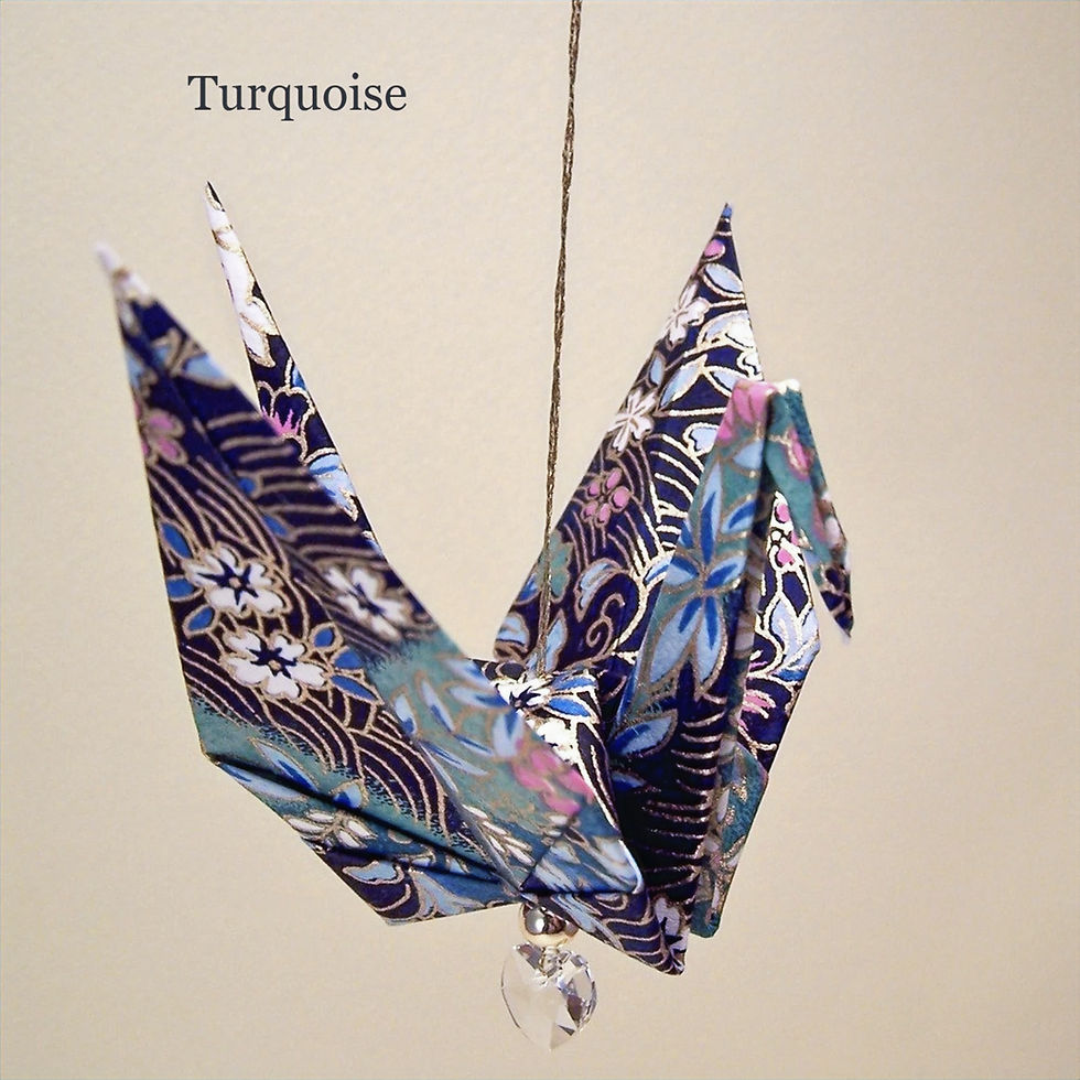 Thumbnail: Japanese Hand Folded Hanging Peace Cranes w/Crystal