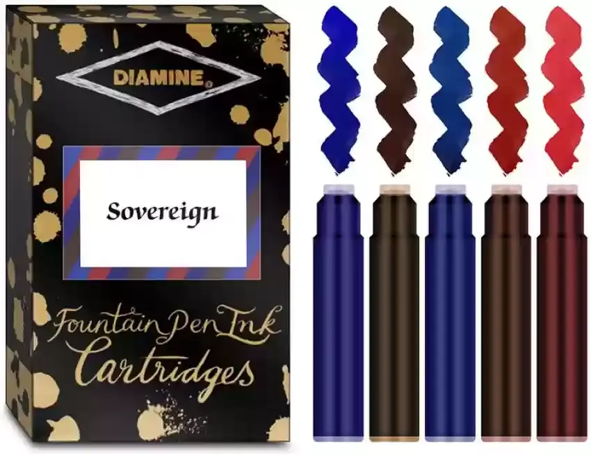 Thumbnail: Diamine Pack Of 20 Mixed Color Groupings Standard International Ink Cartridges