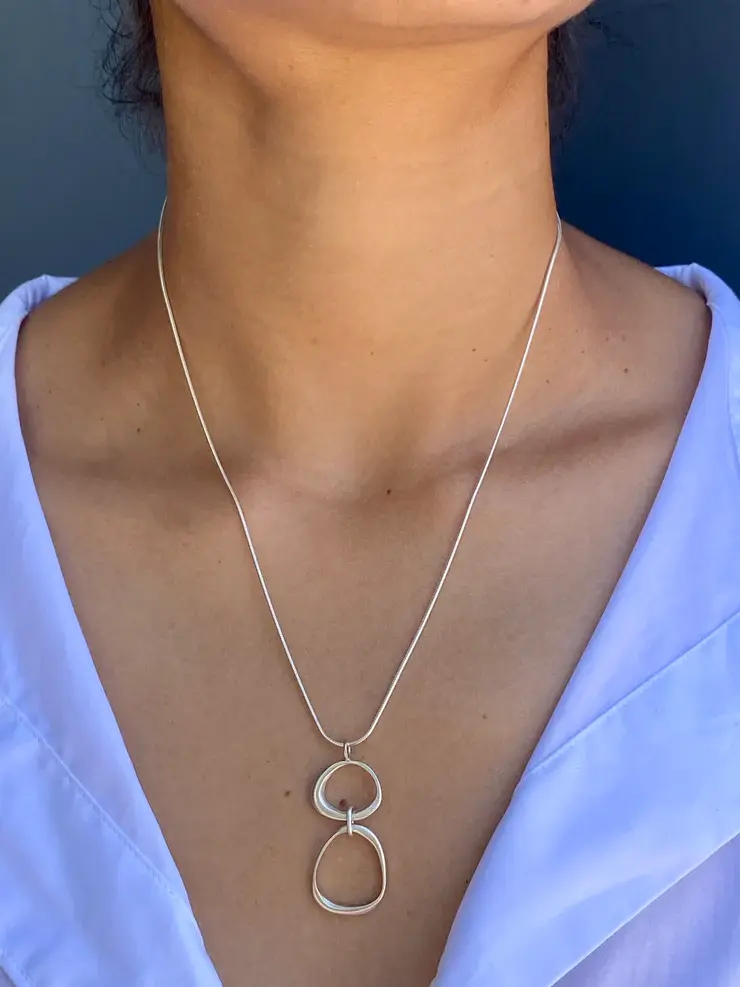 Thumbnail: Large & Small Organic Circles Necklace