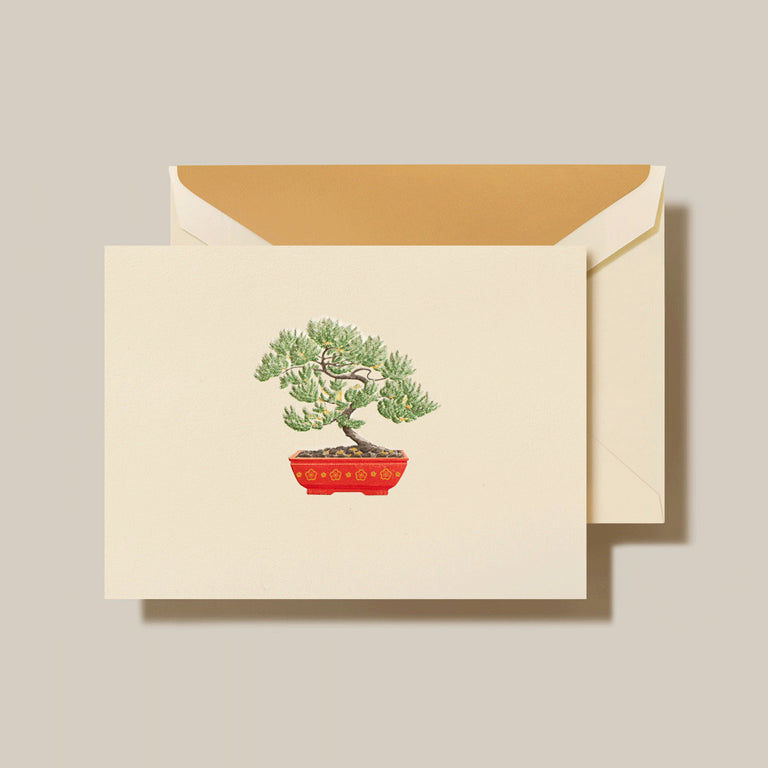 Crane Potted Bonsai Tree folded note