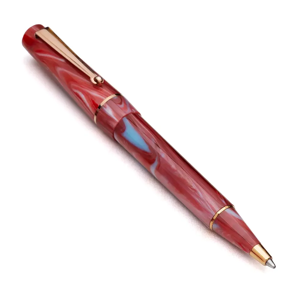 Thumbnail: Delta Duna Ghibli(Red) Rosegold Trim Fountain, Rollerball Or Ballpoint