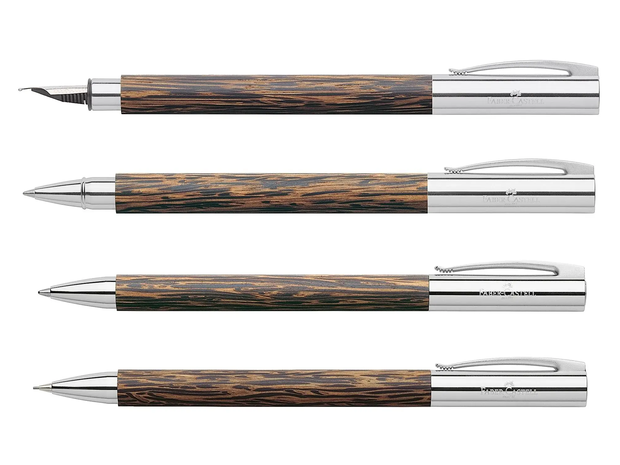 Faber Castell Coconut Wood Fountain, Rollerball, Ballpoint Or Pencil