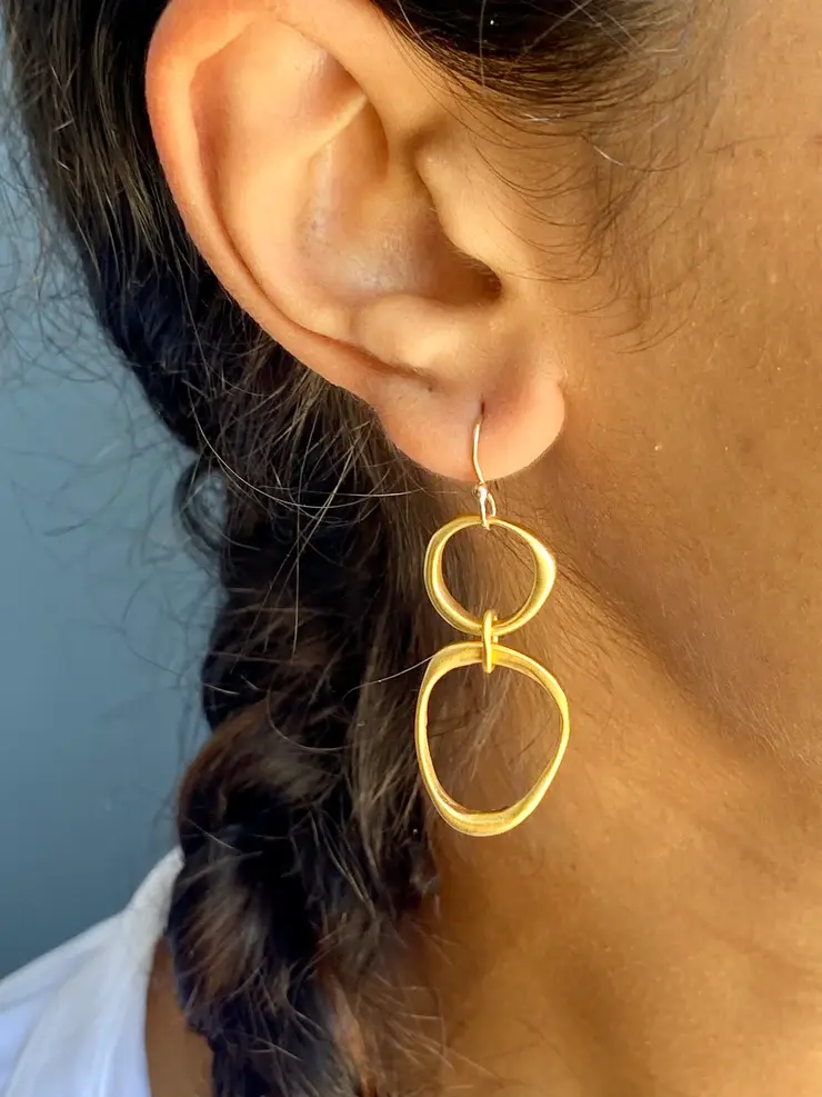 Thumbnail: Large & Small Organic Circle Earrings