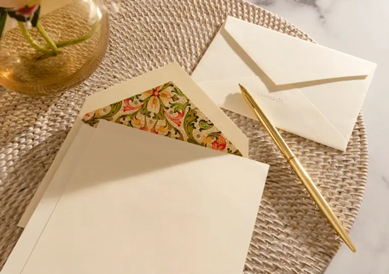 Crane Red Florentine Half Sheet w/Envelope Set