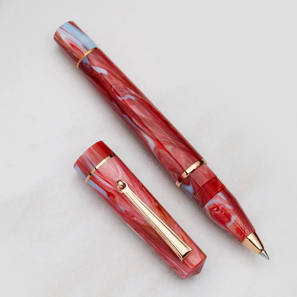 Thumbnail: Delta Duna Ghibli(Red) Rosegold Trim Fountain, Rollerball Or Ballpoint