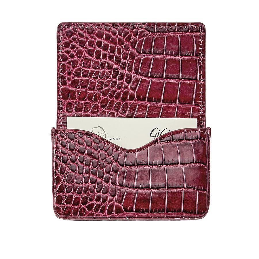 Thumbnail: Hard Business Card Case Crocodile Embossed Leather
