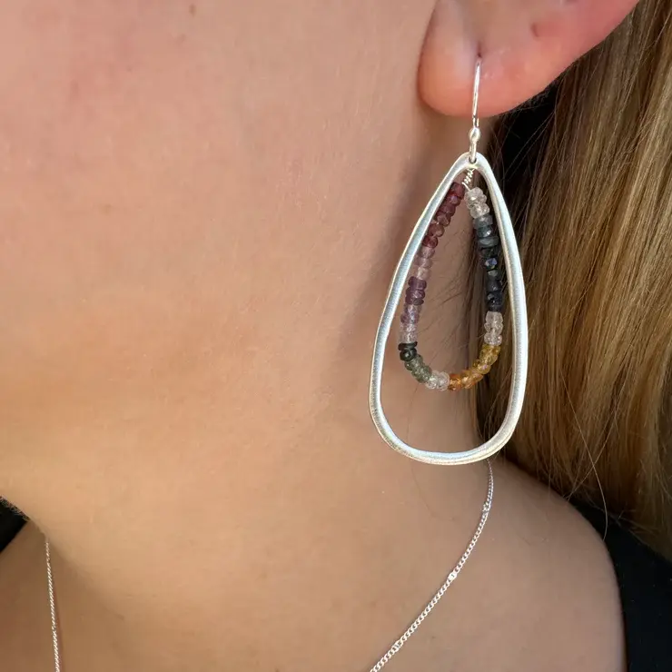 Thumbnail: Tear With Multi Sapphire Earrings