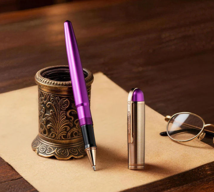 Thumbnail: Wahl-Eversharp Skyline Royal Purple Rose Gold Trim Fountain Or RollerBall Pens