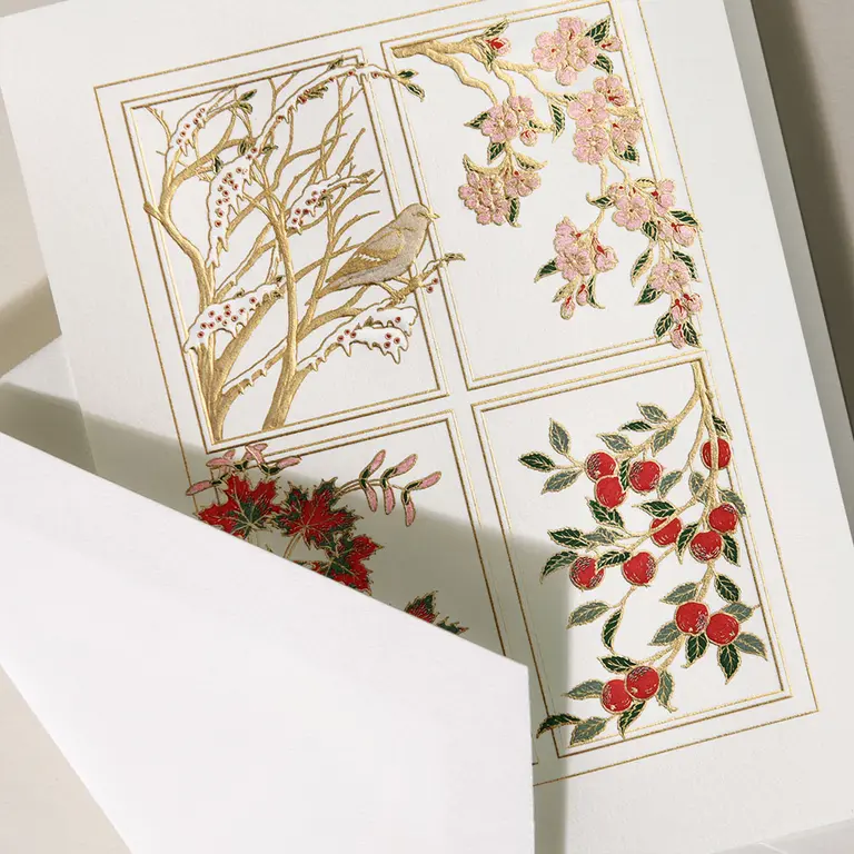 Thumbnail: Crane Four Seasons Holiday Engraved Greeting Cards Box of 10